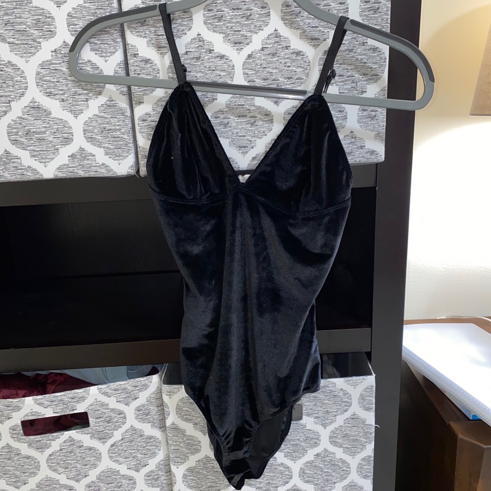 Black velvet tank top body suit